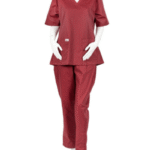 Nanny Tag Two-Piece Uniform Set - Wine Red