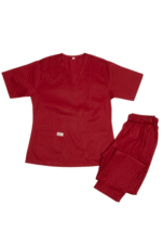 Nanny Tag Two-Piece Uniform Set - Wine Red - Image 3