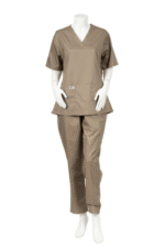 Nanny Tag Two-Piece Uniform Set - Taupe Brown