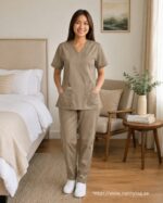 Nanny Tag Two-Piece Uniform Set - Khaki Beige - Image 8