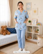 Nanny Tag Two-Piece Uniform Set - Light Blue - Image 8